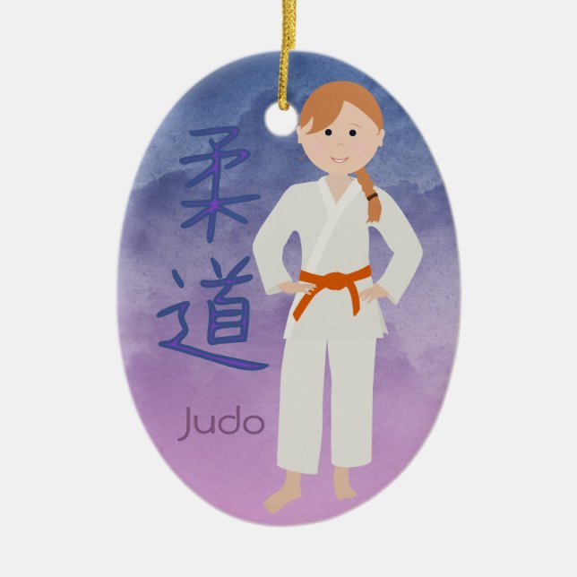 Personalisierter Kriegskünsteredhead-Orangen-Gurt Keramik Ornament (Vorne)