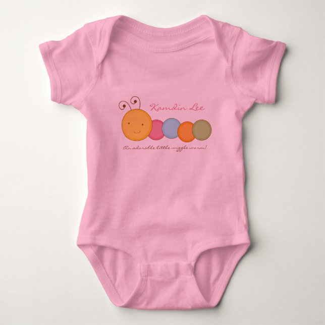 Personalisierter kundenspezifischer Wurm-Baby eins Baby Strampler (Vorderseite)
