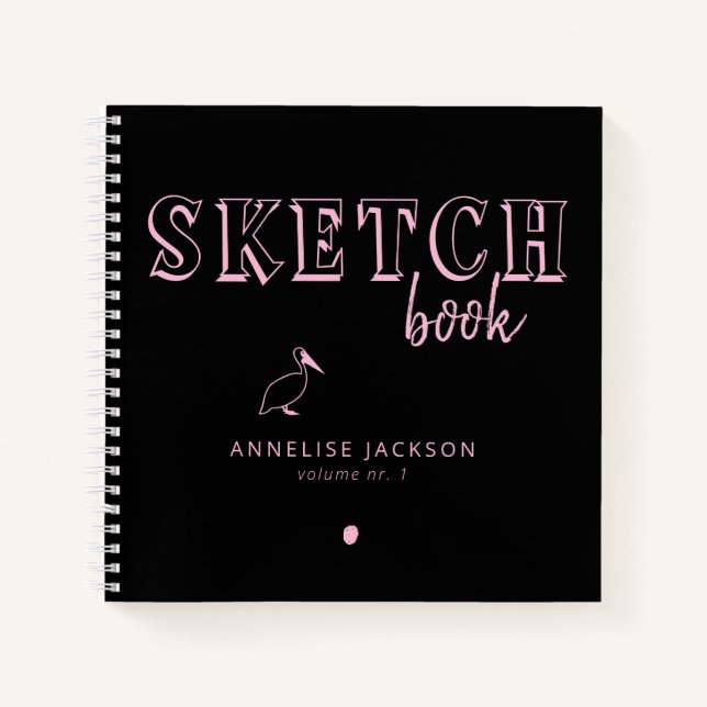 Personalisierter Künstlername Typografie-Skizze Notizbuch (Vorderseite)