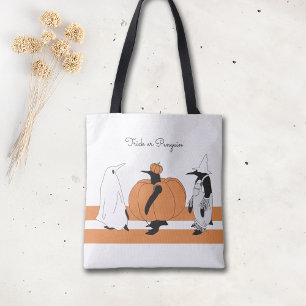 Personalisierter Kürbis-Pinguin Lustiger Halloween Tasche