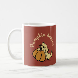 Personalisierter Kürbis Süßer Welpe Herbst Rot Kaffeetasse