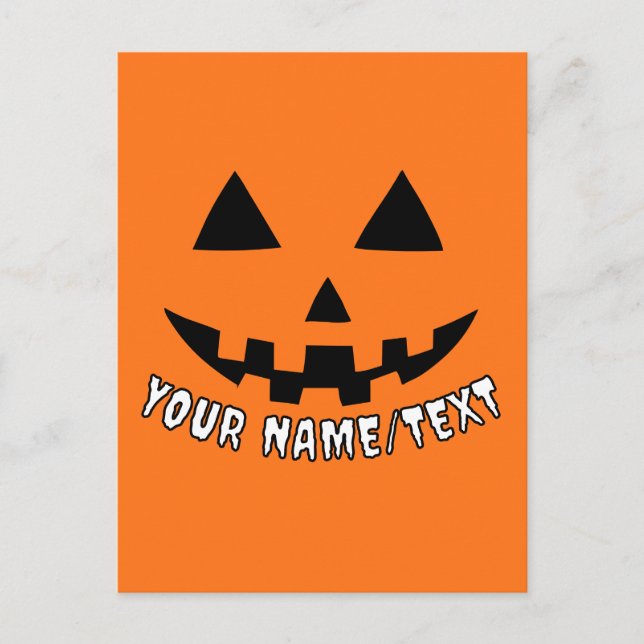 Personalisierter KürbisHalloween Ihr Name oder TEX Postkarte (Vorderseite)
