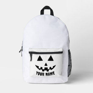 Personalisierter KürbisHalloween Name Black & Whit Bedruckter Rucksack
