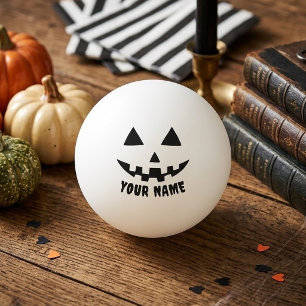 Personalisierter KürbisHalloween Name Black & Whit Tischtennisball
