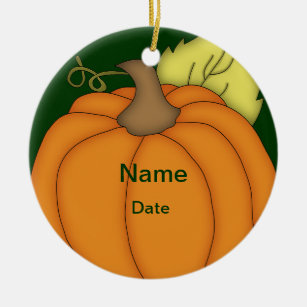 Personalisierter Kürbiskürbis Halloween-Ornament Keramikornament