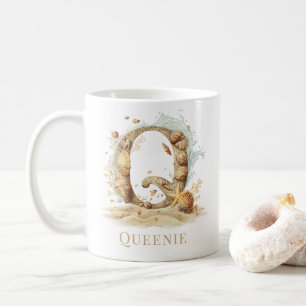 Personalisierter Küstenmonogramm Anfangsbuchstabe Kaffeetasse