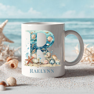 Personalisierter Küstenmonogramm-Initialen-Becher  Kaffeetasse