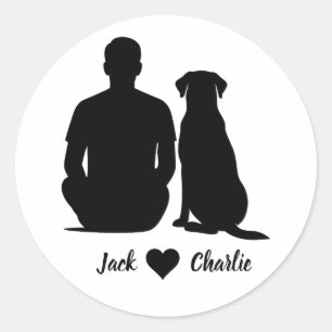 Personalisierter Labrador Retriever Hund und männl Runder Aufkleber