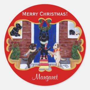 Personalisierter Labrador Retriever Weihnachtsspas Runder Aufkleber