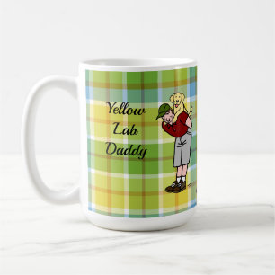 Personalisierter Labrador-Vati kariert im Rot Kaffeetasse