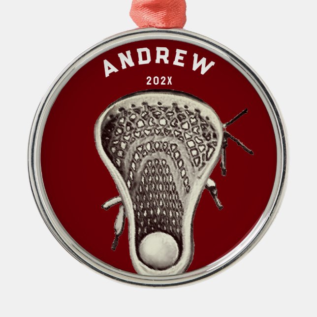 Personalisierter Lacrosse Player 2023 Ornament Aus Metall (Vorne)