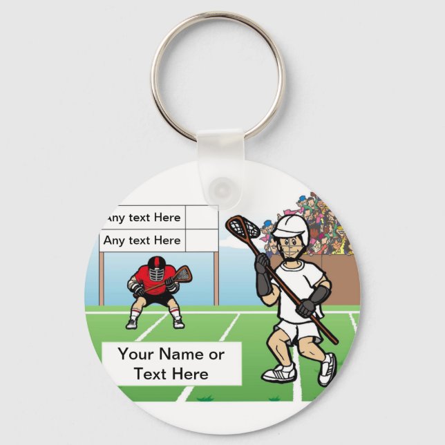 Personalisierter LaCrosse-Player - Männlicher Cart Schlüsselanhänger (Vorderseite)