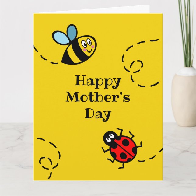 Personalisierter Ladybird + Muttertagswagen Karte (Vorderseite)