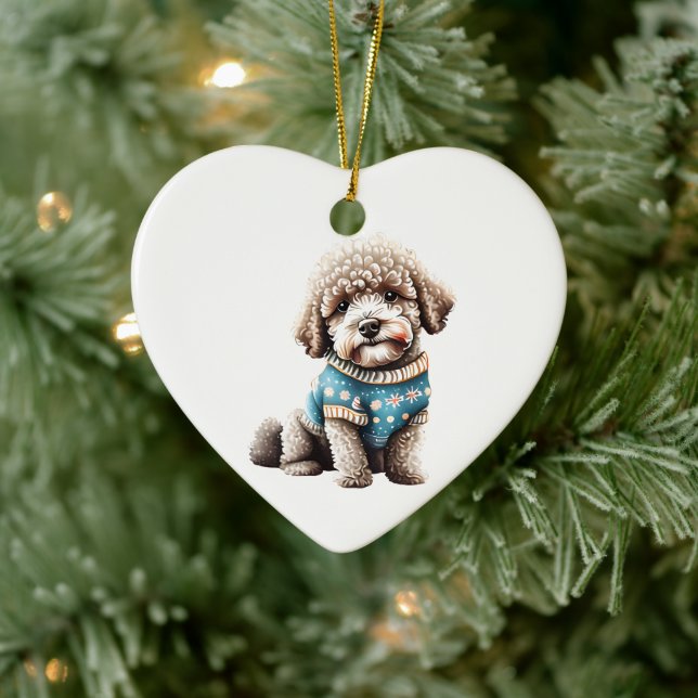 Personalisierter Lagotto Romagnolo Weihnachtssüßer Keramik Ornament (Baum)