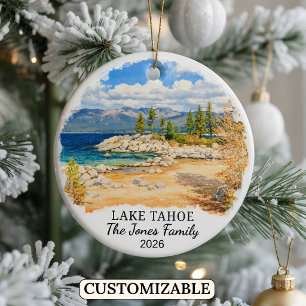 Personalisierter Lake Tahoe-Schmuck, Benutzerdefin Keramik Ornament