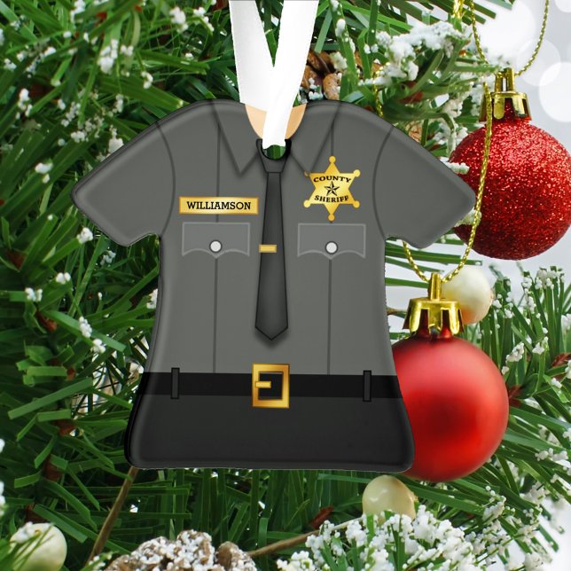Personalisierter Landkreis Sheriff Black Uniform Ornament (Von Creator hochgeladen)