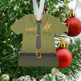 Personalisierter Landkreis Sheriff Green Uniform Ornament