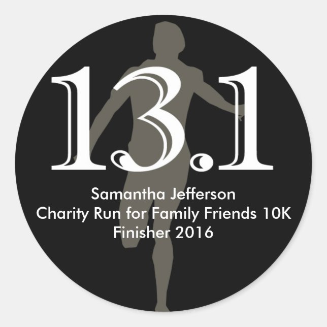 Personalisierter Läufer 13.1 Halbmarathon Keepake Runder Aufkleber (Vorderseite)