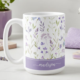 Personalisierter Lavendel-Blumenbecher Kaffeetasse