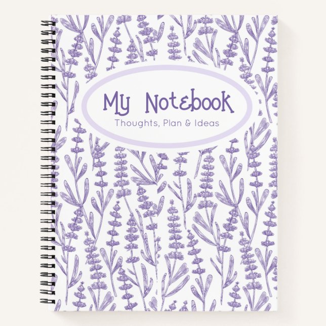 Personalisierter Lavendel Lila Elegante Notizbuch (Vorderseite)