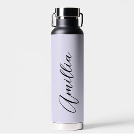 Personalisierter Lavender Black Script Hochzeitswa Trinkflasche