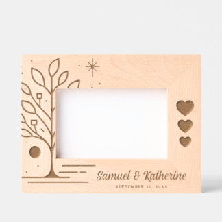 Personalisierter Lebensbaum aus Holz zum Jubiläum Geätzte Rahmen