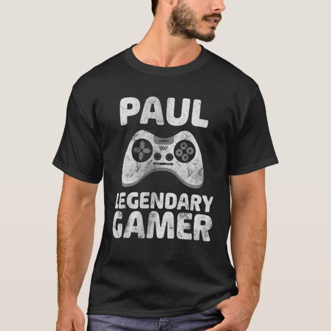 Personalisierter Legendär-Gamer Paul Name Video Ga T-Shirt (Vorderseite)
