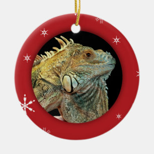 Personalisierter Leguan-/Haustier-Foto-Feiertag Keramikornament