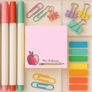 Personalisierter Lehrer für Apfel und Bleistift Pi Post-it Klebezettel