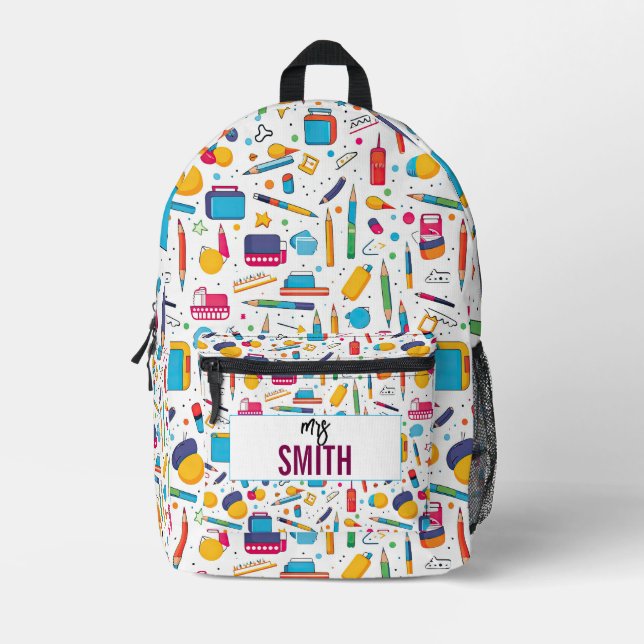 Personalisierter Lehrer - Individuelle Name zurück Bedruckter Rucksack (Vorderseite)