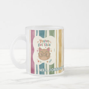 Personalisierter Lehrer-Katzenbecher Benutzerdef Mattglastasse