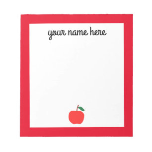 Personalisierter Lehrer Notepad mit einem Apple Notizblock