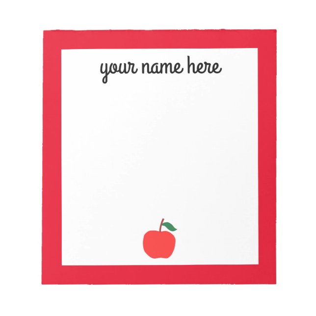 Personalisierter Lehrer Notepad mit einem Apple Notizblock (Vorderseite)