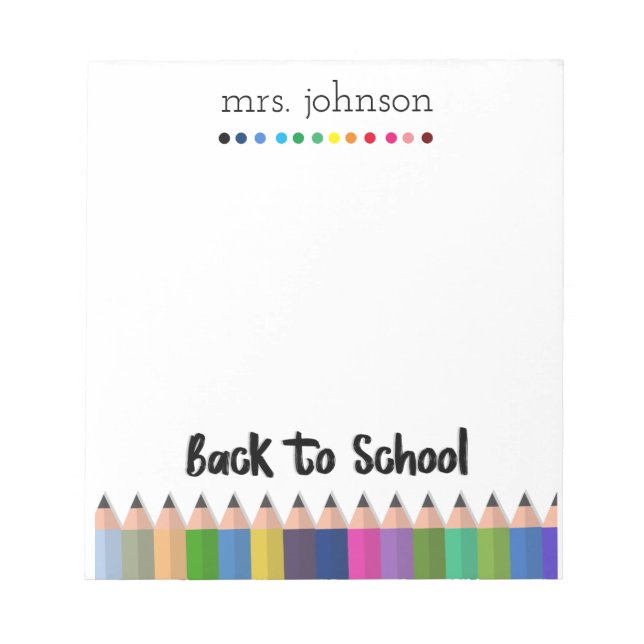 Personalisierter Lehrer Rainbow-Bleistift-Notepad Notizblock (Vorderseite)