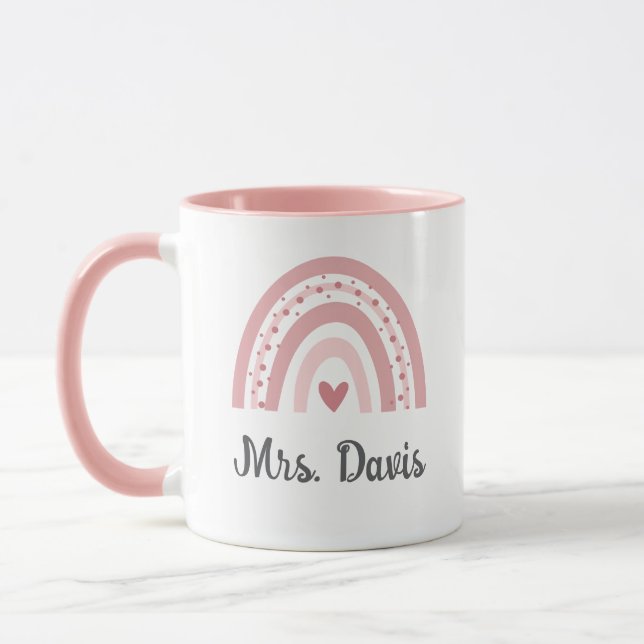 Personalisierter Lehrer-Regenbogen-Becher Tasse (Links)