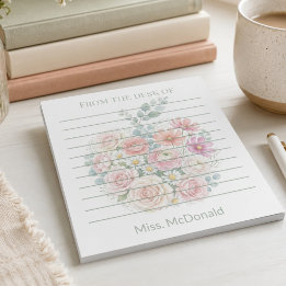 Personalisierter Lehrer Von Floral Apple Notizblock