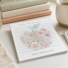 Personalisierter Lehrer Von Floral Apple Notizblock