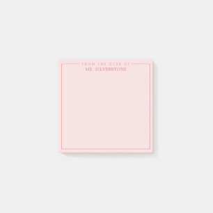 Personalisierter Lehrer Von Schreibtisch Aus Rosa Post-it Klebezettel