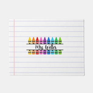 Personalisierter Lehrername Regenbogenstift Fußmatte