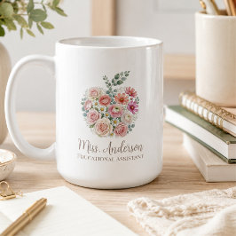 Personalisierter Lehrername und Titel Floraler Apf Kaffeetasse