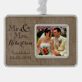 Personalisierter Leinwand-Blick rustikales Rahmen-Ornament Silber