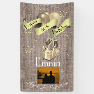 Personalisierter Leinwand-Effekt-glücklicher 50. Banner