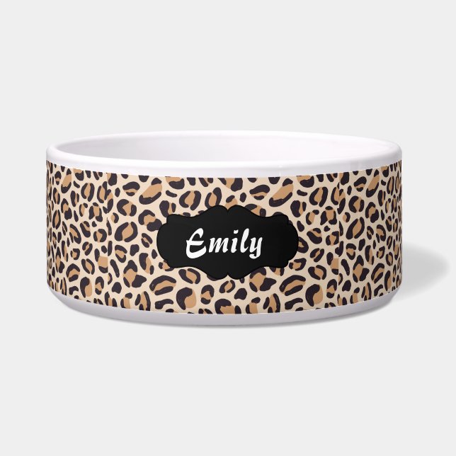 Personalisierter Leopard-Druckpet Fütternd Schüsse Napf (Vorderseite)