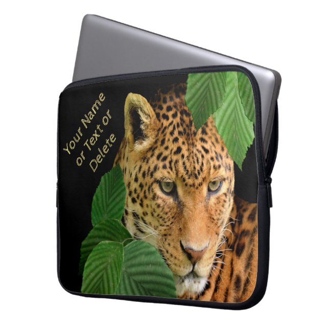 Personalisierter Leopard-Fall mit IHREM TEXT Laptopschutzhülle (Vorderseite Links)