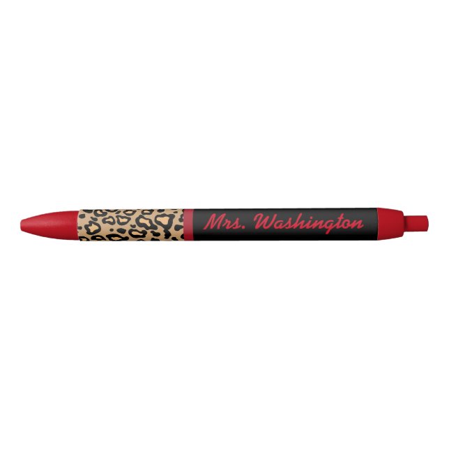 Personalisierter Leopard-LehrerInnen-Geschenk Kugelschreiber (Vorderseite)