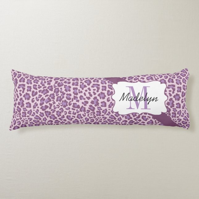 Personalisierter Leopard-lila Seitenschläferkissen (Vorderseite)