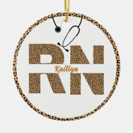 Personalisierter Leopard R N Nurse Ornament