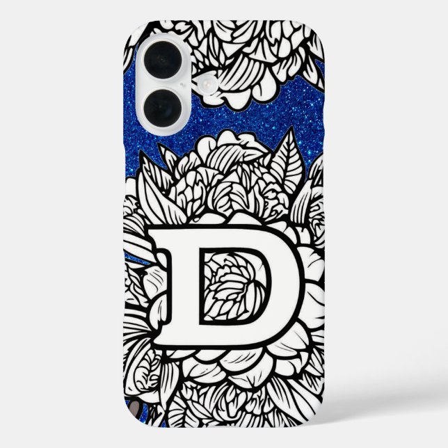 Personalisierter Letter D Imitats Glitzer Tattoo B iPhone 16 Hülle (Rückseite)