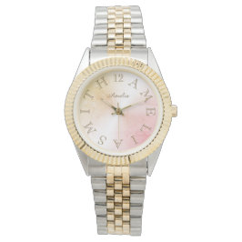 Personalisierter Letter-Dial Rosa Rose Gold-Gradie Armbanduhr