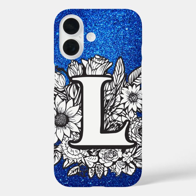 Personalisierter Letter L Eleganter Glitzer iPhone 16 Hülle (Rückseite)